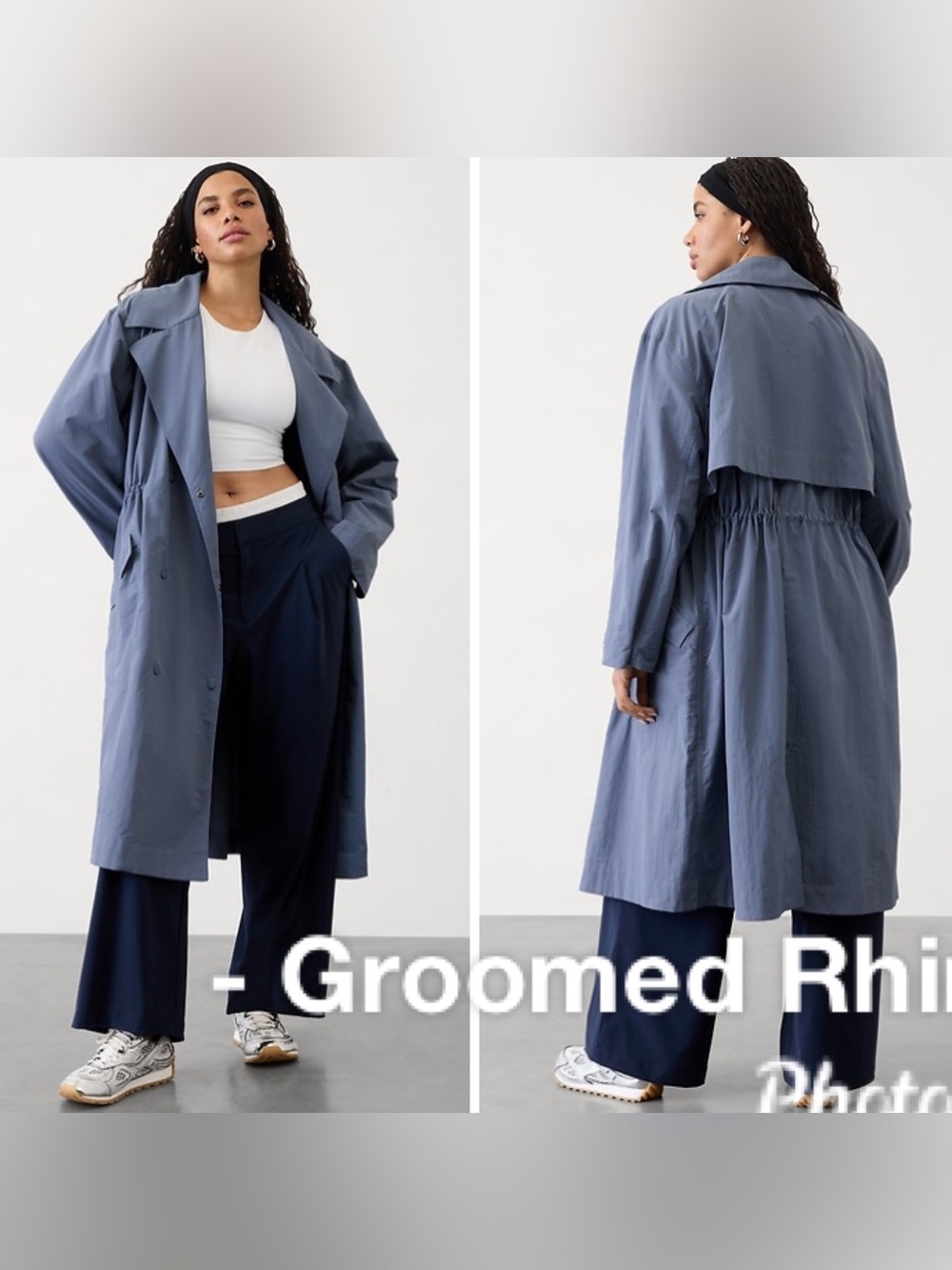 Athleta Luna Trench Coat In Shadow Blue Size M